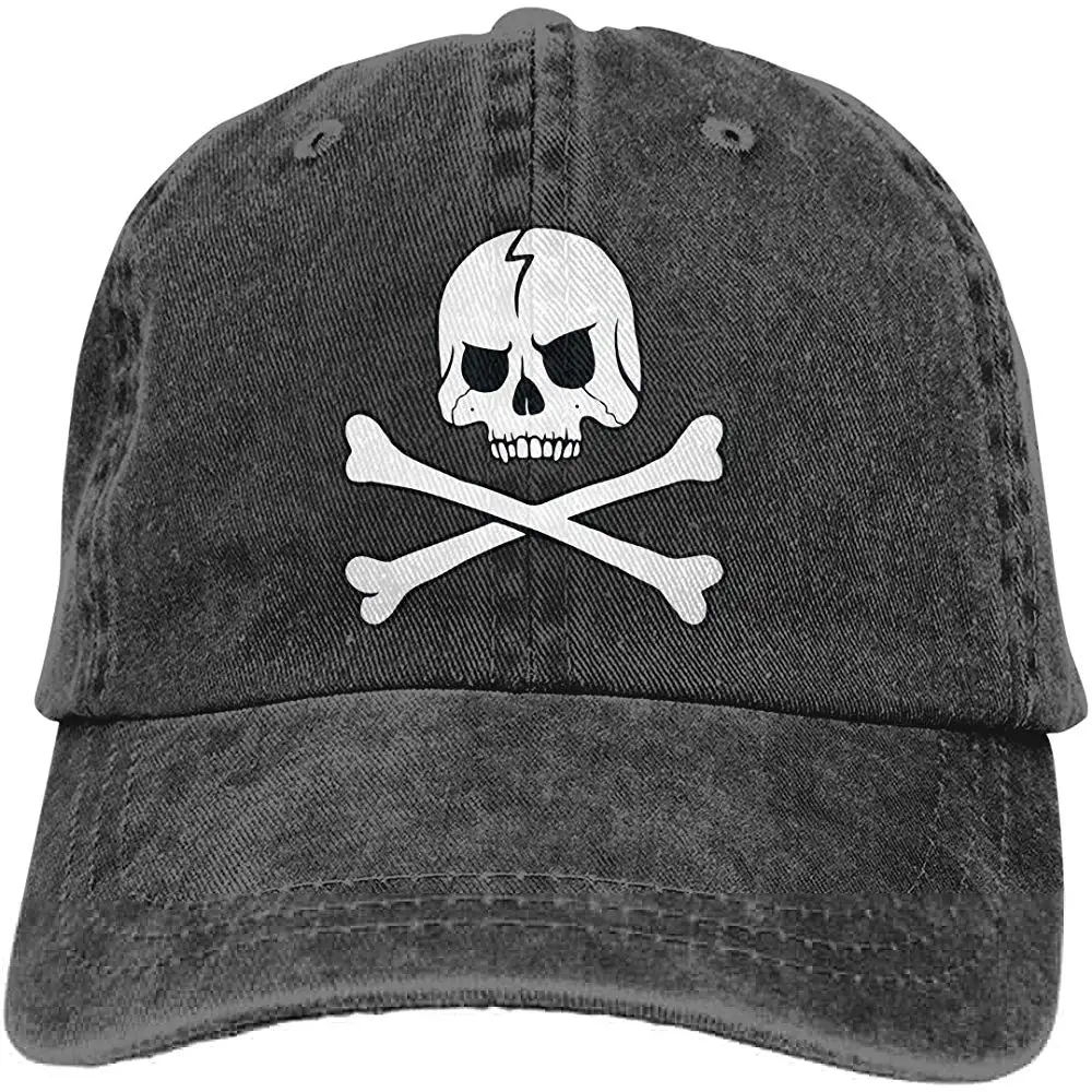 Унисекс Регулируемая ВИНТАЖНАЯ ДЖИНСОВАЯ бейсболка s белый череп с скрещенными костями Кепка водителя грузовика