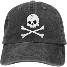 Унисекс Регулируемая ВИНТАЖНАЯ ДЖИНСОВАЯ бейсболка s белый череп с скрещенными костями Кепка водителя грузовика