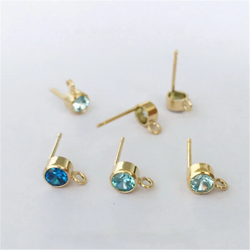 Echter 14K Gold gefüllter Ohrdraht 3MM/4MM AAA CZ Lünette Post Ohrring mit Ring Gold Ohrdraht Schmuckherstellung handgemachte DIY Ohrringe – Detail 20