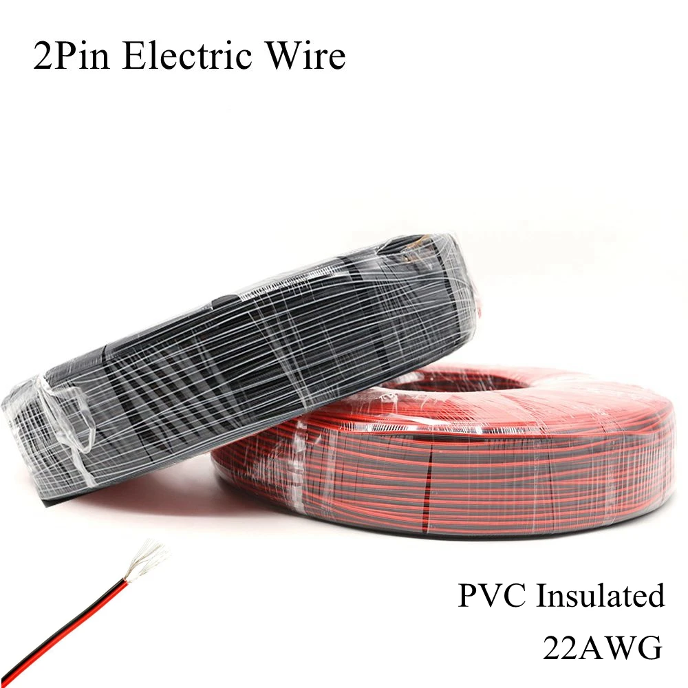22AWG 2Pin Электрический провод красный черный луженый медный кабель пвх электрика
