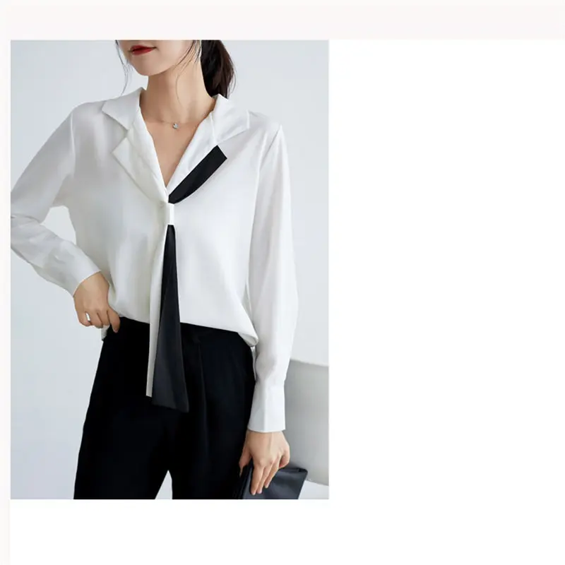  HziriP White Fashion Chiffon Plus Size Brief Spring Blouse 2020 Female Color-Hit Loose Elegant Work