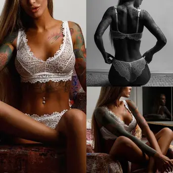 

UK Womens Sexy Lingerie Babydoll Lace Bra Set G-string Panty Underwear Nightwear
