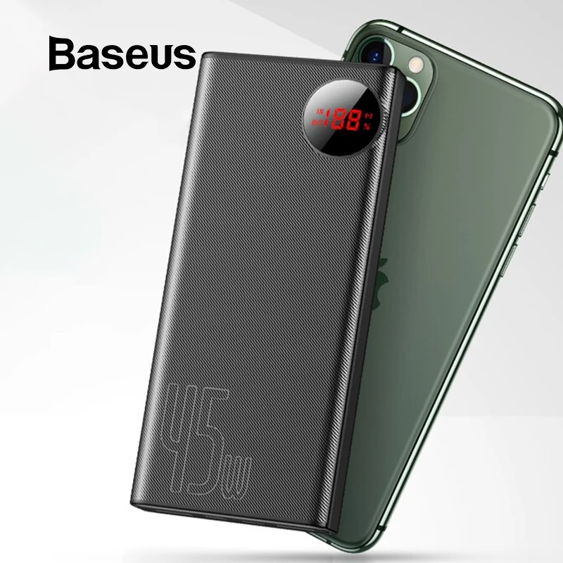 

Baseus Power Bank 20000mAh 45W Digital Display Large Capacity Notebook Power Bank PD Two-way Fast Charge For iPhone Huawei Phone