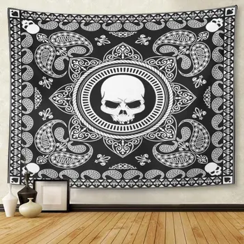 

Colorful Pattern Black Bandana Cool Masker Scarf Classic Paisley Tapestry Wall Hanging for Living Room Bedroom Dorm 50x60 inches