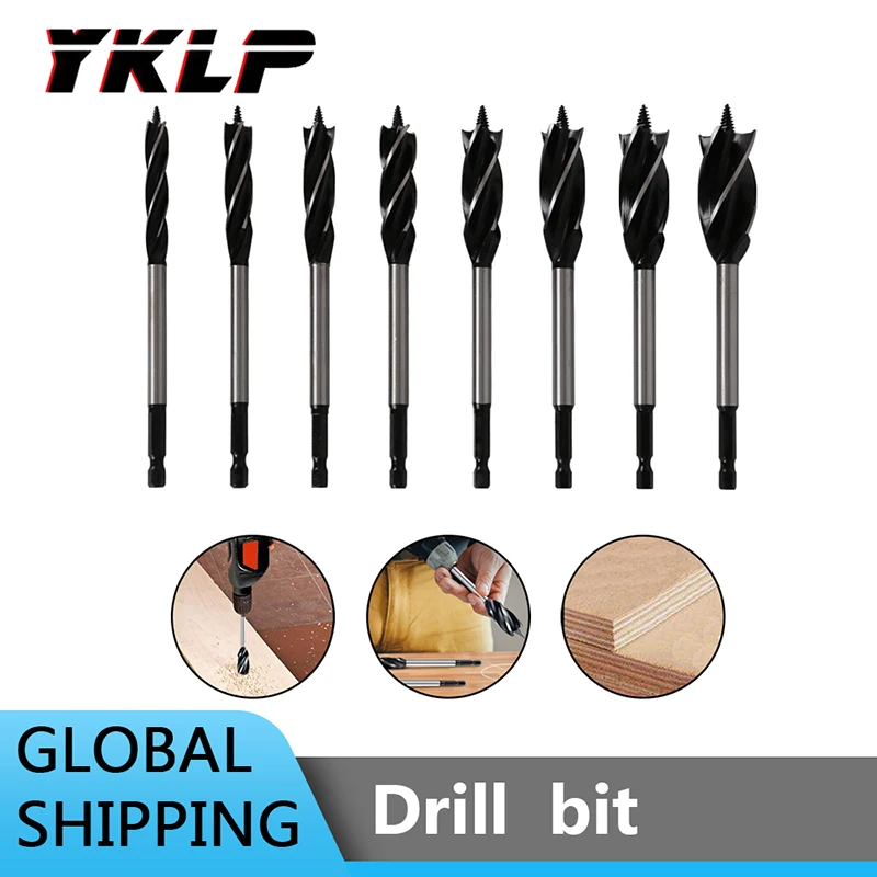 

11Pcs Four Slot Blade Wood Auger Drill Bit Woodworking Extend Rod Set with Box