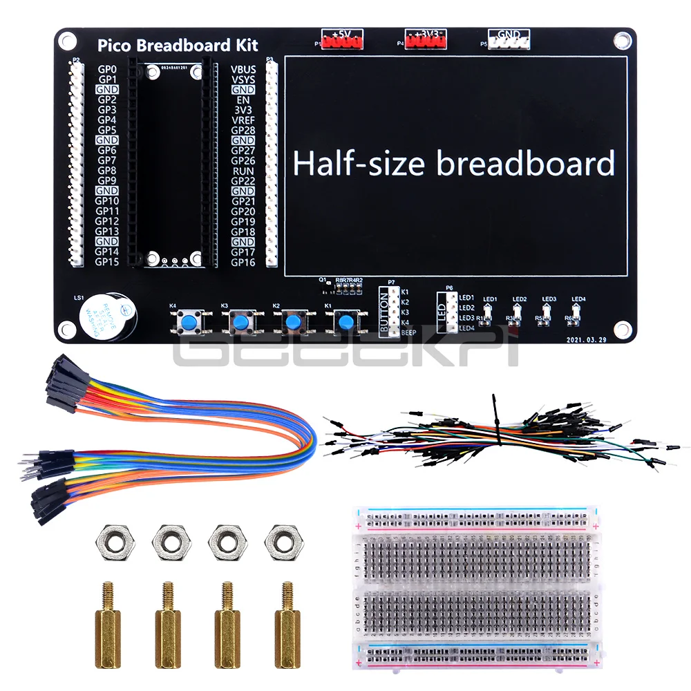 Raspberry Pi Pico/Pico W Breakout Breadboard Kit Support LED Lights Buttons Buzzer