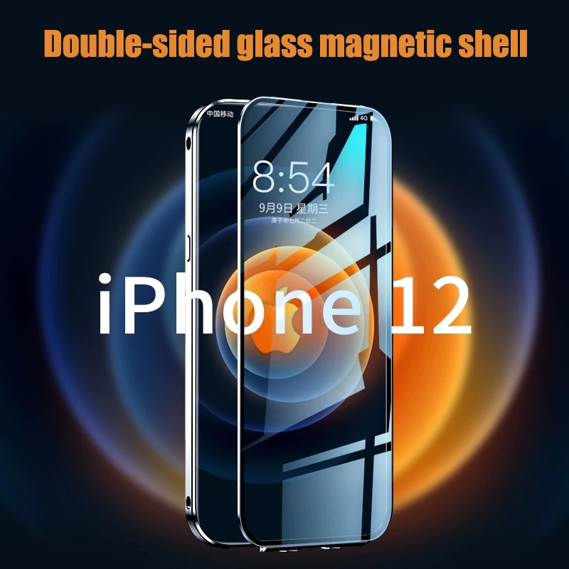 Металлический магнитный чехол 360 для iphone 12 pro mini SE 2020 двухсторонний из закаленного