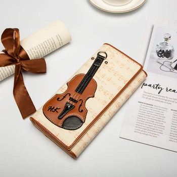 

Women Creative Change Mini Money Wallet Guitar Print Long Zipper Wallet Clutch Bag Female Phone Bag Three-Fold Purse Hand Bags