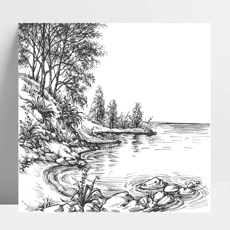 Прозрачные марки ZhouAng Woods By The River для скрапбукинга своими руками фотоальбома