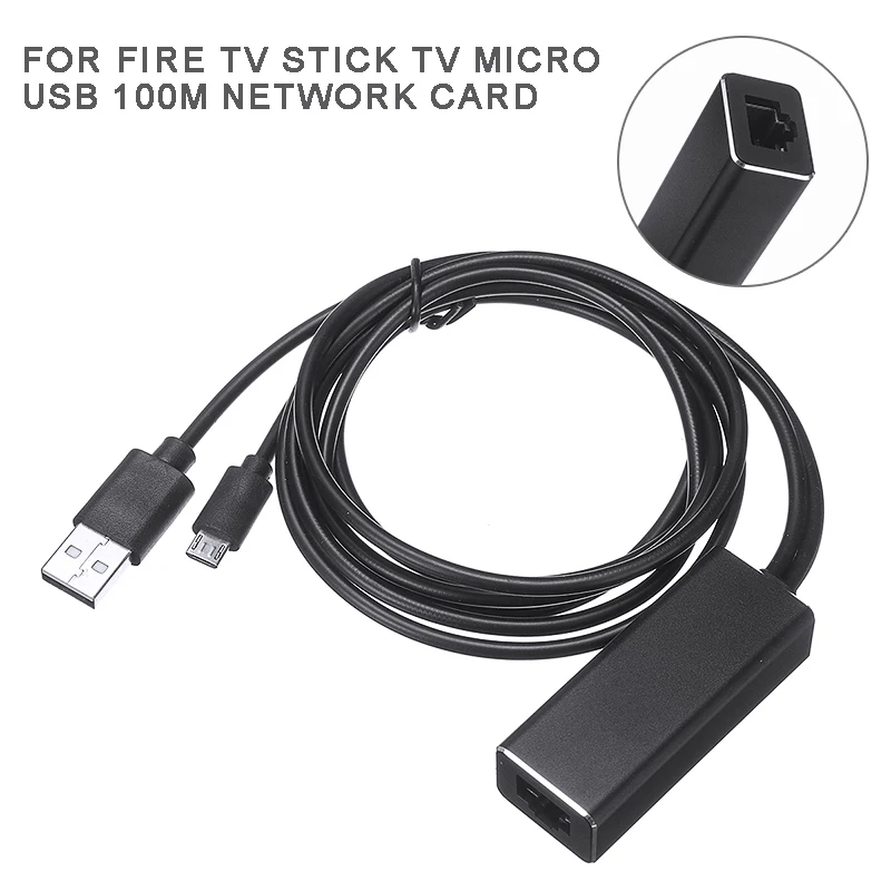 Fire TV Stick Micro USB2.0 to RJ45 10/100 Mbps USB Ethernet Adapter Network Card LAN USB Adapter for Fire TV/Google Chromecast