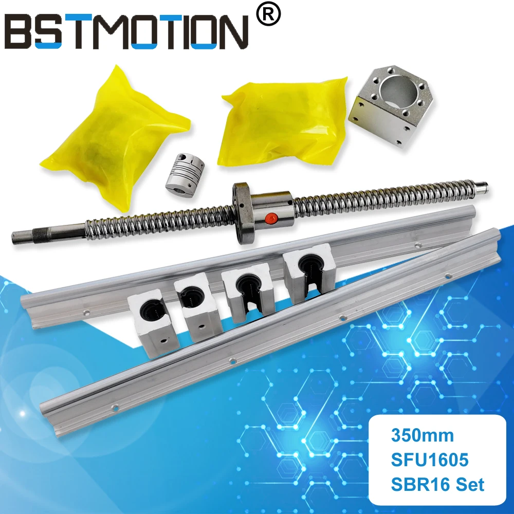SBR16 350 мм линейный рельс SFU1605 350 мм шариковый винт+ 1605 гайка Корпус+ BK12 BF12 Поддержка+ 6,35 мм Муфта для ЧПУ части маршрутизатора