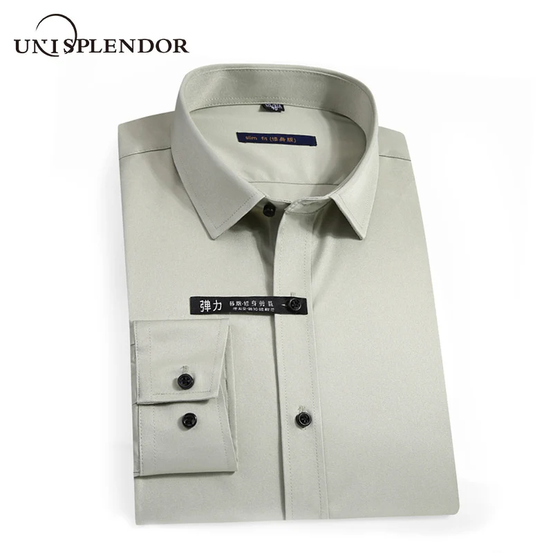 

2019 Men Shirts Spring Autumn New Arrival Slim Fit Male Shirt Solid Long Sleeve British Style Cotton Men's Shirt Outwear YN10383