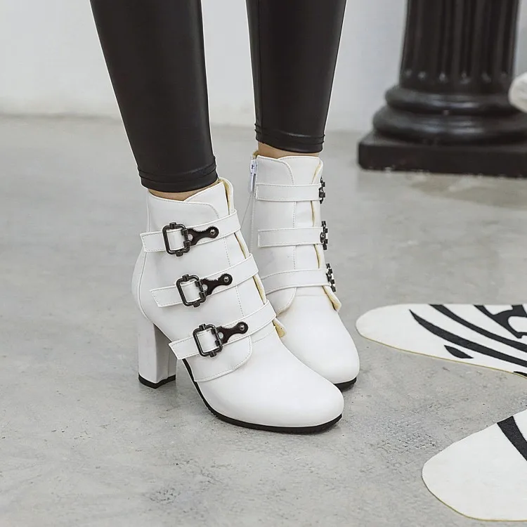Модные шикарные женские ботильоны осенние женские ботинки на высоком каблуке зимняя белая обувь с высоким берцем женские Ботинки martin с острым носком 34-44