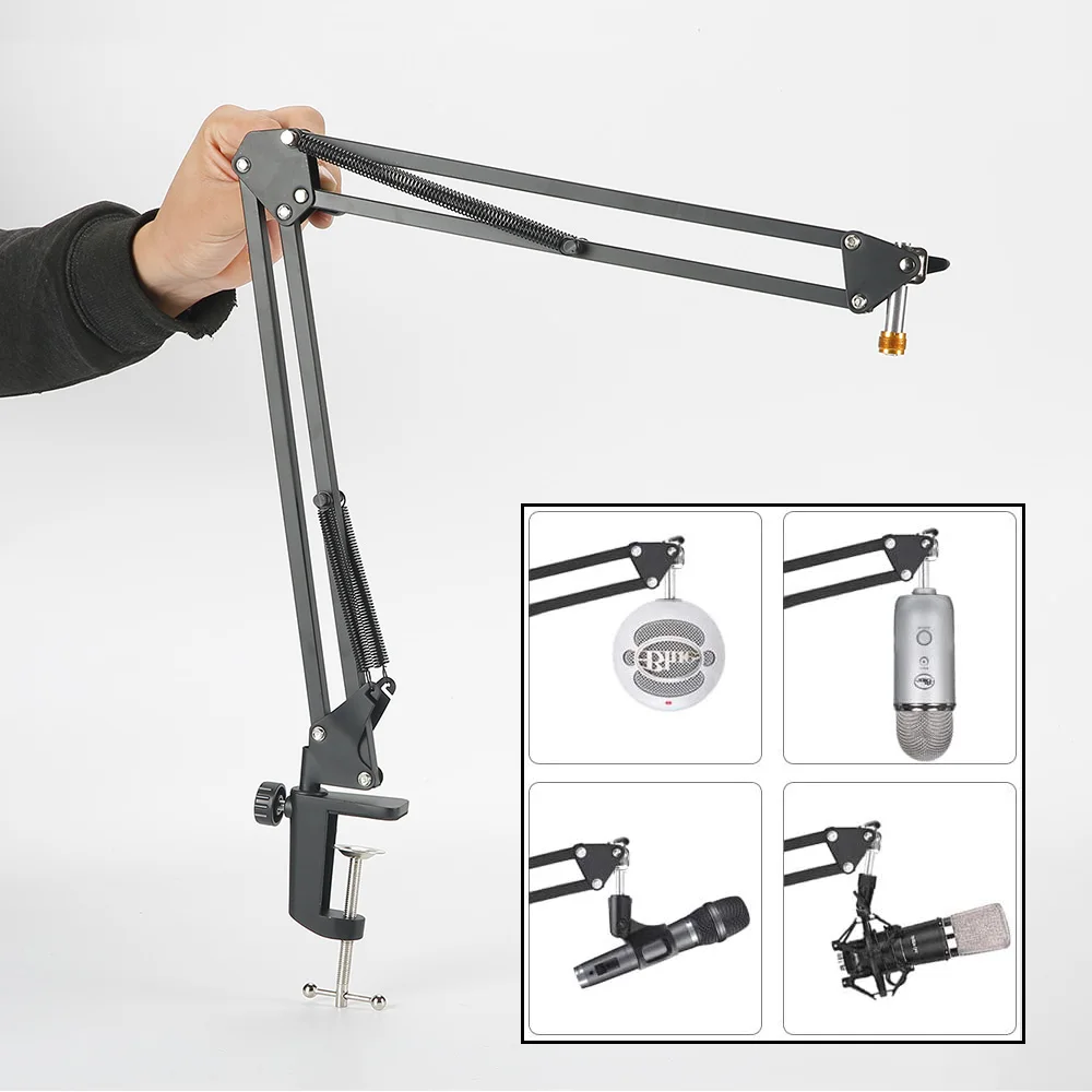 Nb 35 Boom Mar Stand Scrivania Sospensione Regolabile Supporto Per Microfono A Forbice Per Blue Yeti Blue Snowball Ice Con Microfono Parabrezza