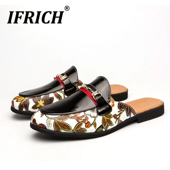 

2020 New Men Casual Shoe Summer Half Drag Driving Shoes For Men Black White Men Slip On Casual Sneakers Brand Mens Half slippers