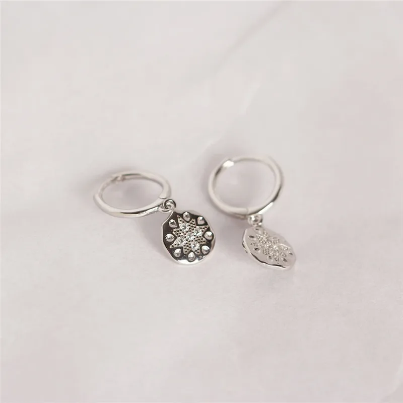 925 Sterling Silver Earrings Octagonal Earrings Fashion Inlaid Zircon Wedding Banquet Girlfriend Gift Earrings Ladies Jewelry - Окраска металла: Platinum Plated