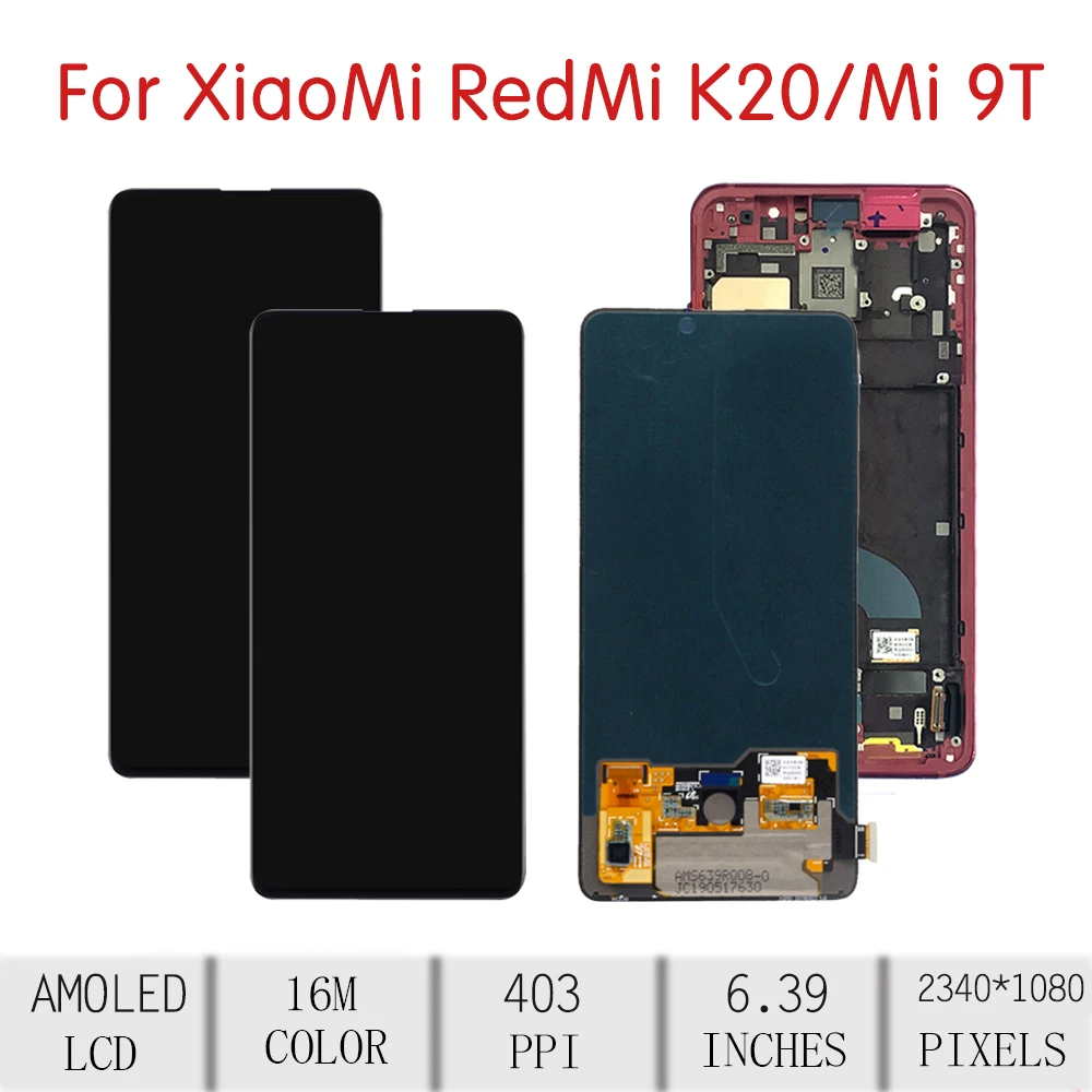 Для XIAOMI Redmi K20 lcd кодирующий преобразователь сенсорного экрана в сборе для Xiaomi K20 дисплей с рамкой Замена Mi9T lcd дисплей