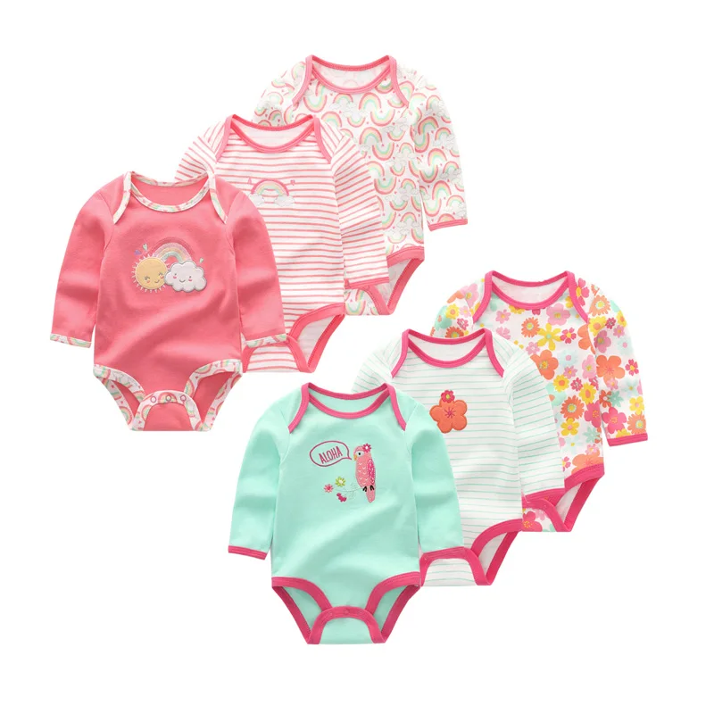 Детский Комбинезон для мальчика из 6 предметов, одежда для девочки Ropa Bebe, комбинезон с длинными рукавами для новорожденных, мягкий хлопковый комбинезон с круглым вырезом и рисунком