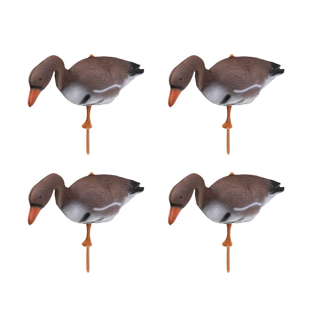 4Pcs Life Size Brown Swan Decoy Pond Decoration Scarecrow Floating Hunting Decoys