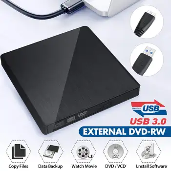 

High Speed External USB 3.0 Flat Brushed external DVD RW Burner CD Writer Slim Portable Optical Drive for Laptop PC HP