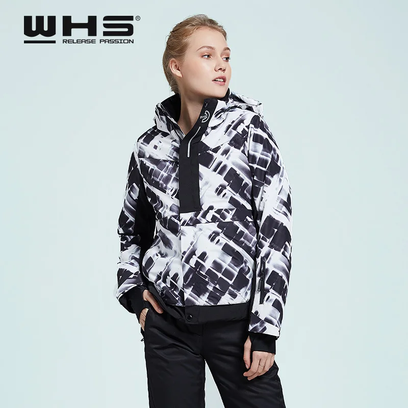 WHS Новинка 2018 года Для женщин Лыжная Куртки ветрозащитный леди теплое пальто