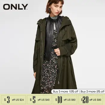 

ONLY Women Loose Hooded Drawstring Trench Coat| 118336554