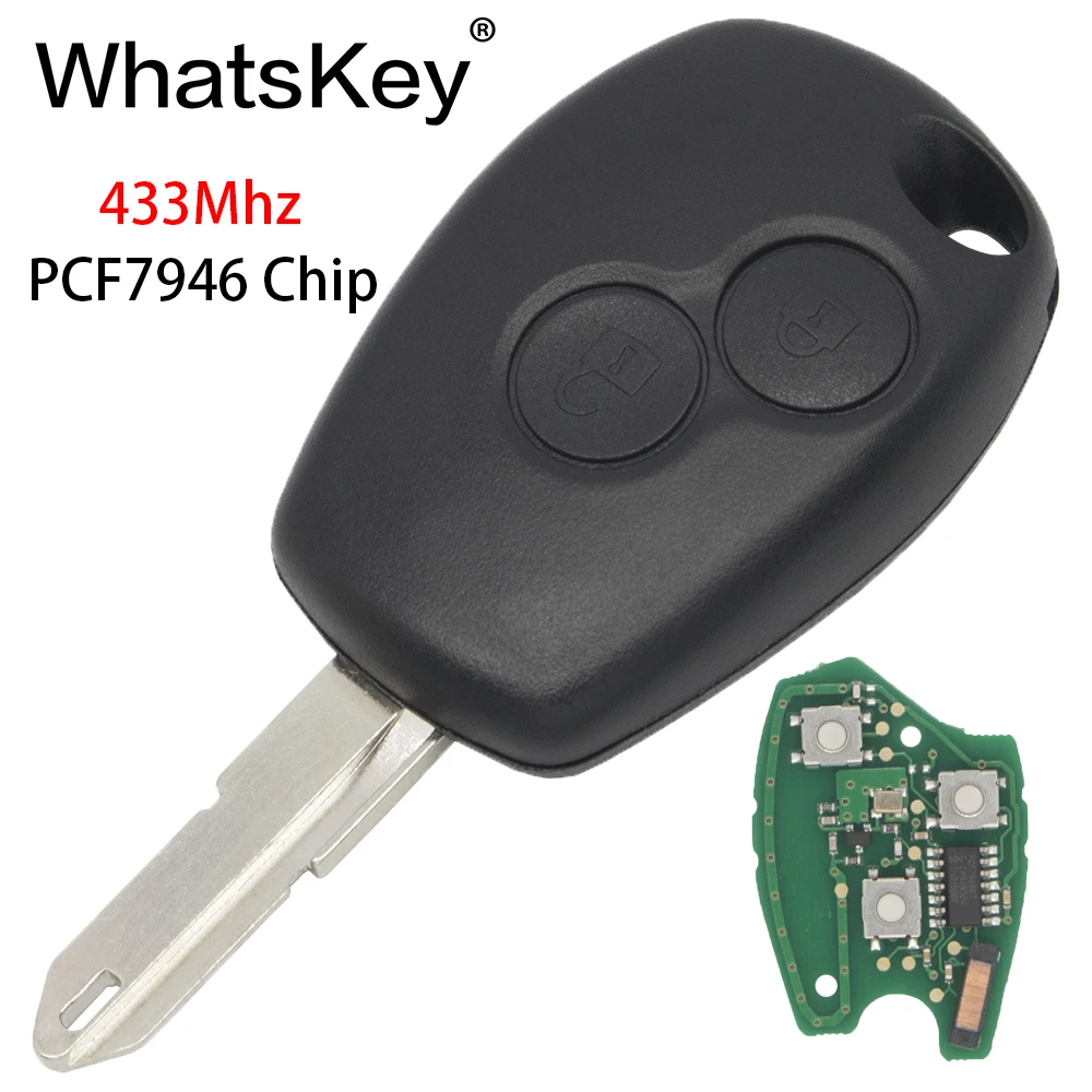 

WhatsKey 2/3 Button Car Remote Key Suit For Renault Duster Modus Clio DACIA Kangoo Logan Sandero 433MHz ID46 PCF7946 NE73 Blade