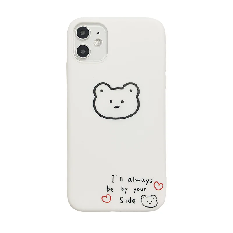 Retro bear diary art Stick figure Graffiti case For iPhone 11 Pro Max case Cute cover for iPhone XS Max XR X 7 8 Plus 7Plus Case