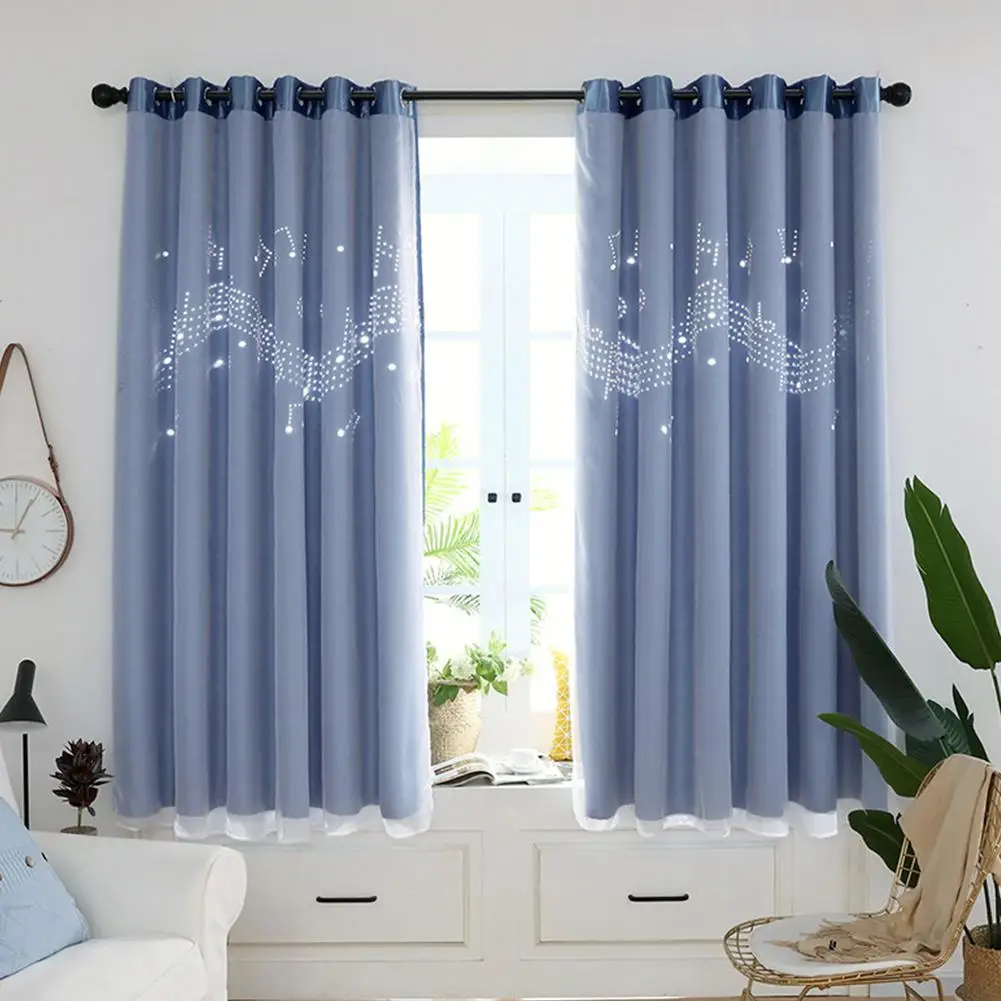 Yfashion Hollow Out Sheding Window Curtain for Living Room Bedroom Punching Style