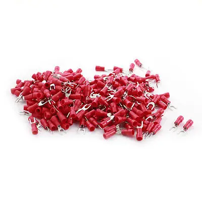 

300PCS Red Insulated Furcate Fork Terminal Cable Lug AWG22-16 SV1.25-4+SV1.25-3
