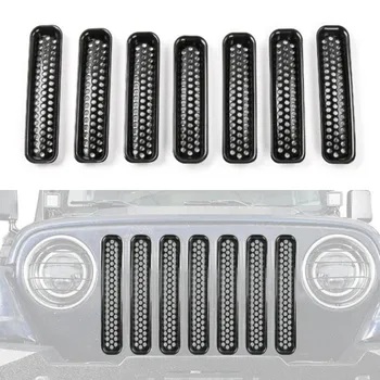 

Car Honeycomb Mesh Grille Insert Cover Trim For Jeep Wrangler TJ 1997-2006 ABS Black Decora Car Exterior Modeling Accessories