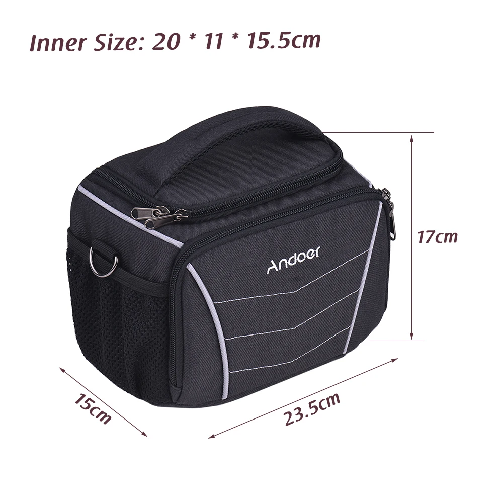Andoer 600D Fabric Material Stylish Multi-function Camera Shoulder Bag with Waterproof Rain Cover for Canon Nikon Sony Cameras