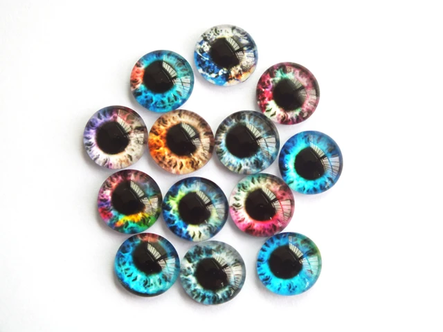 20 Pcs 8/10/12/14/16/18/20mm Doll Eyes Photo Round Glass Cabochon  Diy Flat Back Handmade Jewelry Findings 6