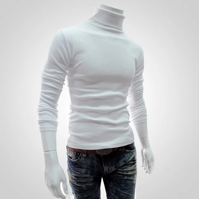 New 2020 Spring Winter Warm Men s Sweater Males Turtleneck Solid Color Casual Sweater Homme Slim 3