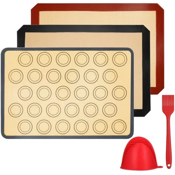 

Silicone Baking Mats,Non-Stick Washable Reusable Macaron Cookie Sheet for Bake,Heat-Resistant Cooking Bakeware Mat 5Pcs