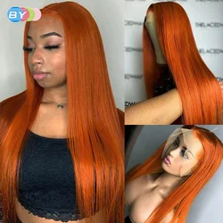 Orange Ginger Lace Front Wig 13x4 Bone Straight Human Hair Wigs for Women Ginger Human Hair Lace Frontal Wigs Ginger Orange Wig