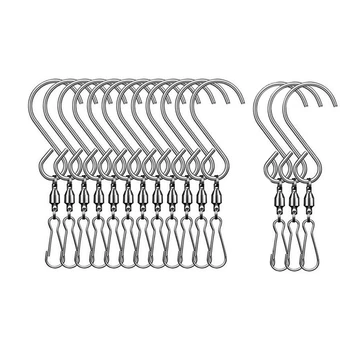 

15Pcs Stainless Steel Free Rotating Bearing Small Hook Wind Turn Hook Wind Chime Hook