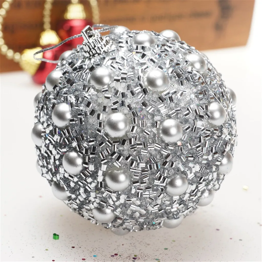 Новогоднее украшение блестящие шары со стразами орнамент с рождественской елкой украшения 8 см украшения кулон Подвесные Подарки#45