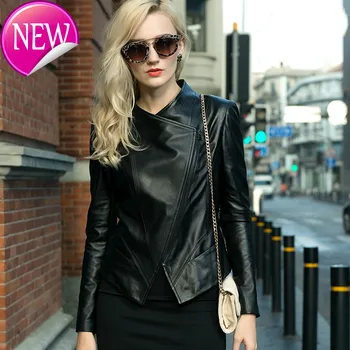 

short Women's 100% sheepskin coat, leather coat, women's Motorcycle Jacket 2020 f5013