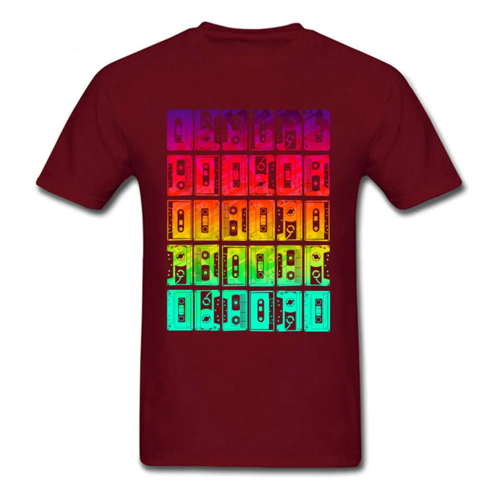 Casette_mix_3948 T Shirt Classic O-Neck Party Short Sleeve Pure Cotton Men Tshirts Gift Tee-Shirts Wholesale Casette_mix_3948 maroon