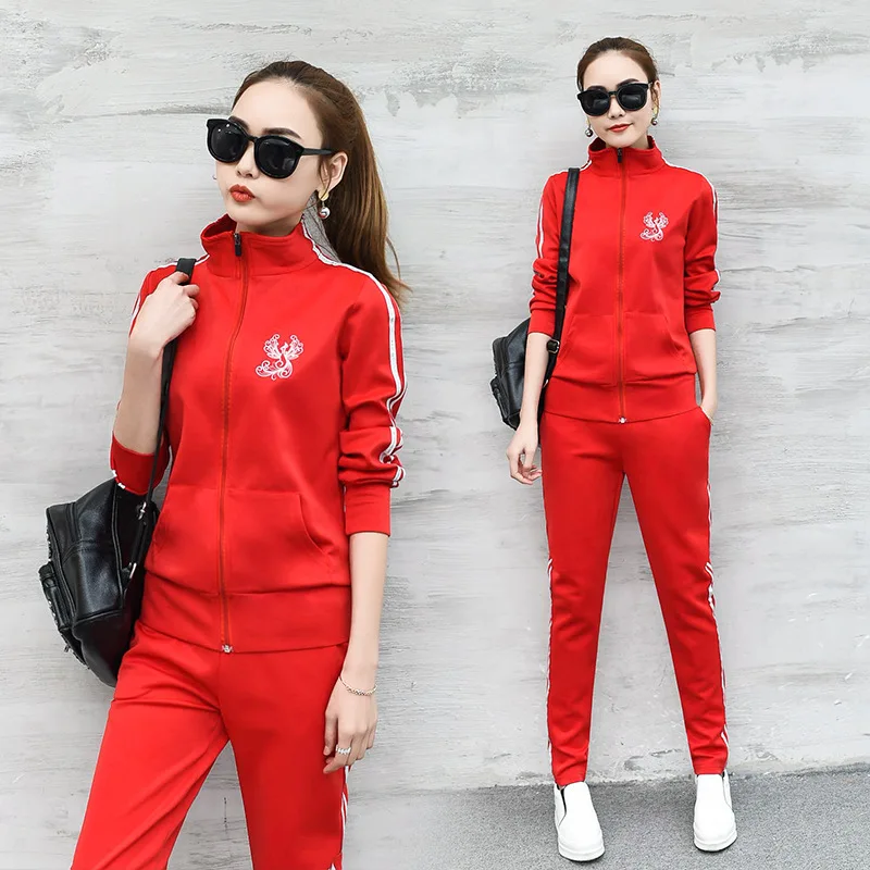 

Photo Shoot 2018 New Style Spring Clothing Set Fashion & Sports Casual Wear Embroidered Zip-up Jacket Long Sleeve Two-Piece Set