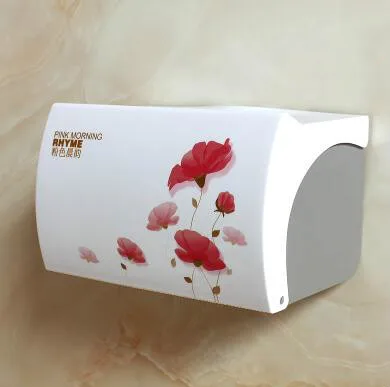 Водонепроницаемый держатель для туалетной бумаги для ванной комнаты, настенный пластиковый большой ящик для салфеток, мешок для мусора, стеллаж для хранения мобильного телефона - Цвет: Pink lotus