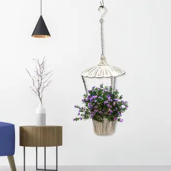 

Vintage Iron Parachute Hanging Basin Decorative Basin European Style For Wedding Party Basket Indoor Outdoor Garden Decoration #