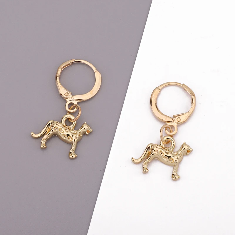 

Dayoff Punk Cute Leopard Hoop Earrings for Women Men Gift European Animals Small Long Circle Round Earring Jewelry E237