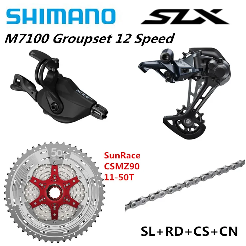 SHIMANO DEORE SLX M7100 Groupset MTB горный велосипед 1x12-Speed 11-50T SL+ RD+ CSMZ90+ KMCX12/CN-M7100 M7100 переключатель заднего хода - Цвет: Z90 silver  CN-M7100