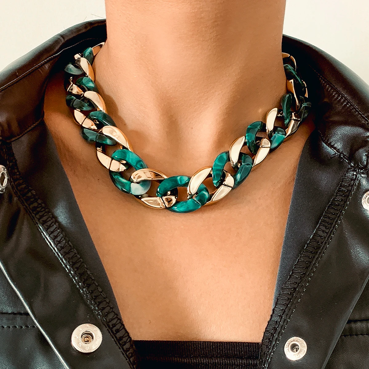 IngeSight.Z 3 Colors Acrylic Resin Choker Chunky Thick Necklaces Gothic Miami Curb Cuban Collier Female Neck Jewelry | Украшения и
