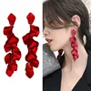 YAOLOGE New Shiny Side New Fashion Brand Jewelry Red Rose Flower Long Dangle Earrings For Women Elegant Korean Tassel Earrings ► Photo 3/6