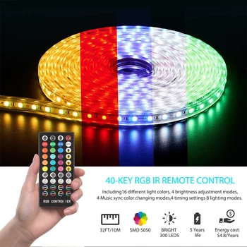

RGB Music Sync LED Strip Light Waterproof Flexible Tape Diode Ribbon Controller DC 12V Adapter Set Lamp LED Lights Home Decor
