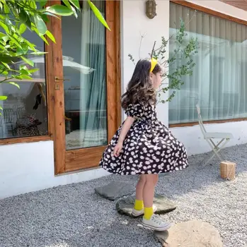

2020 Korea Style Girls Printed Dress Fashion Summer Cotton Girls Dresses 2-7 Years QH703