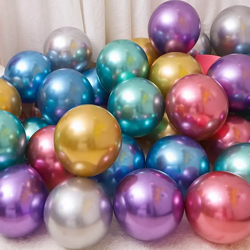 

10Pcs 5inch Gold Silver Purple Green Bluer metal balloon wedding balloons happy birthday latex metal chrome ballon decoration
